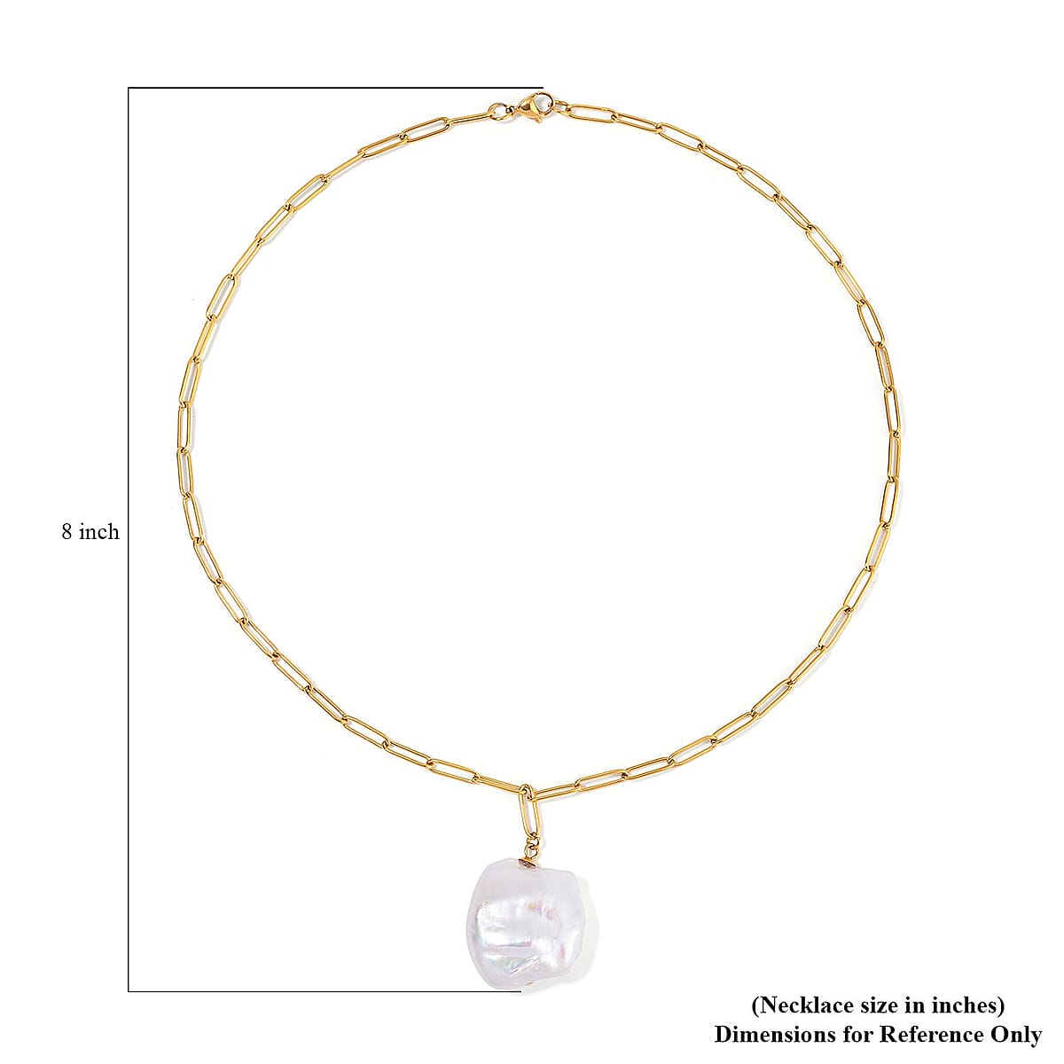 White Keshi Pearl Necklace 20 Inches in ION Plated YG Stainless Steel  image number 5