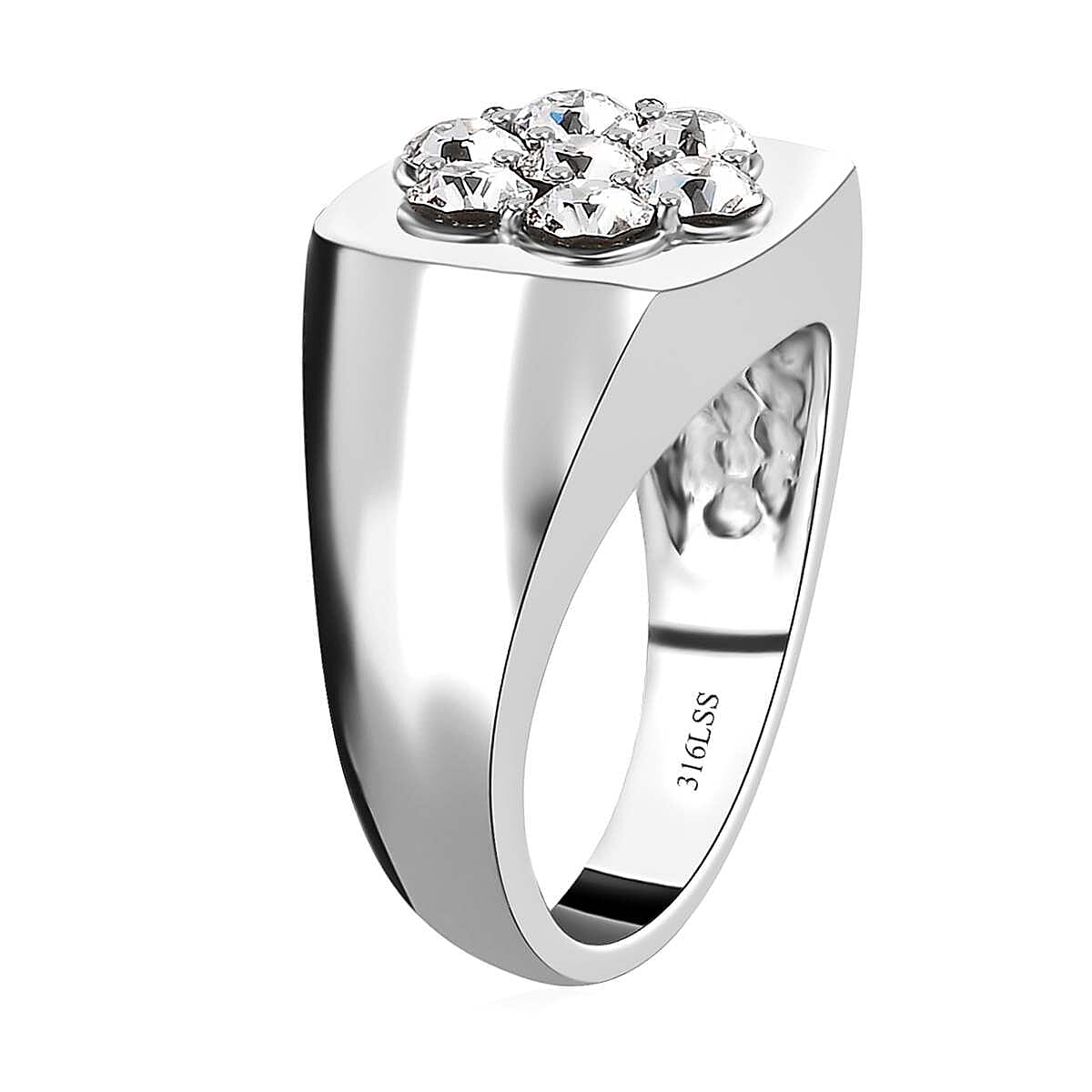 Designer Premium Austrian Crystal Men's Ring in Stainless Steel (Size 10.0) image number 3