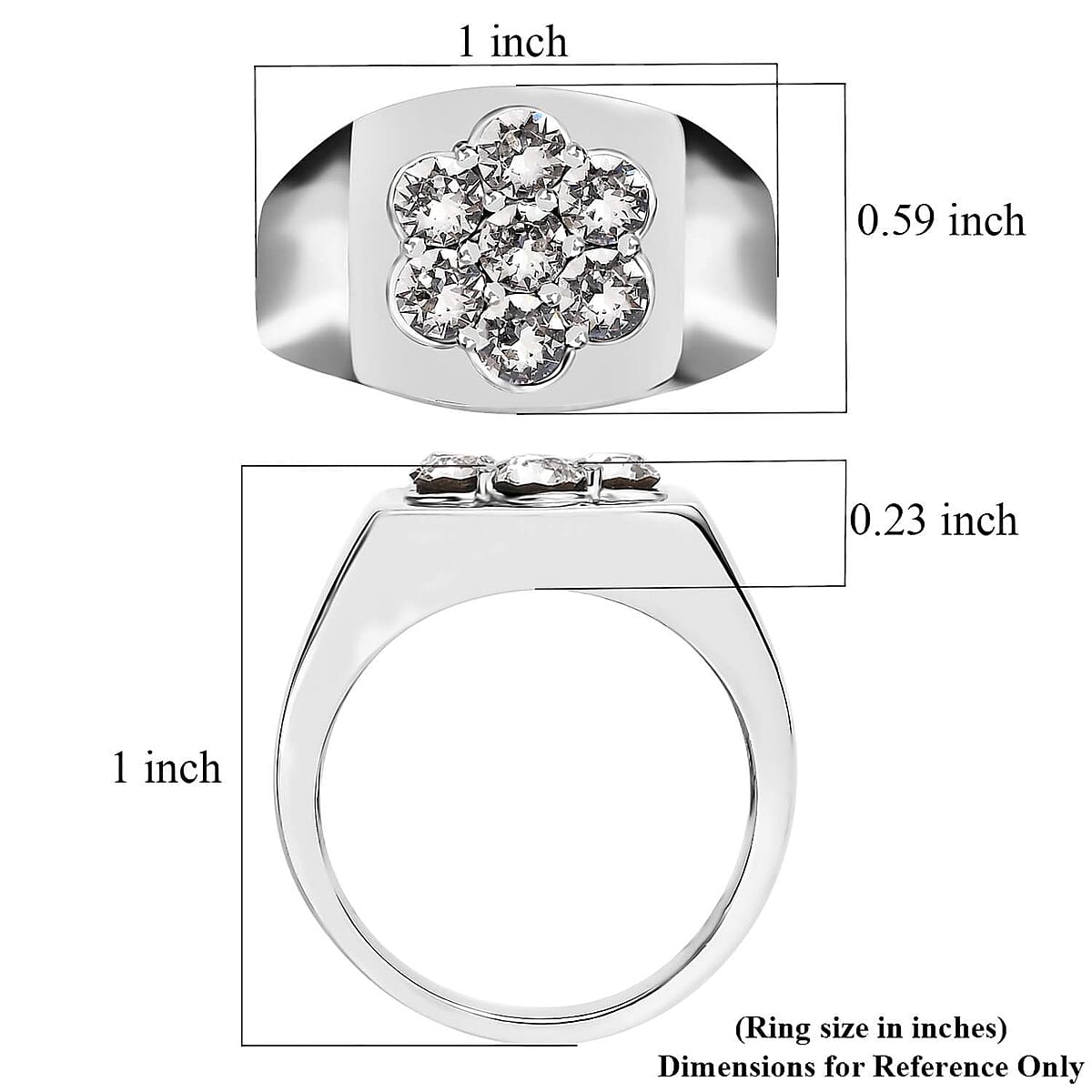 Designer Premium Austrian Crystal Men's Ring in Stainless Steel (Size 12.0) image number 5