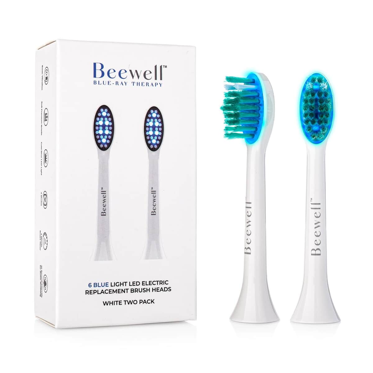 Beewell Pack of 2 Blue Ray Therapy Toothbrush Replacement Heads, Brush Heads with Blue Ray Therapy for Gum Care, Replacement Brush Heads image number 0