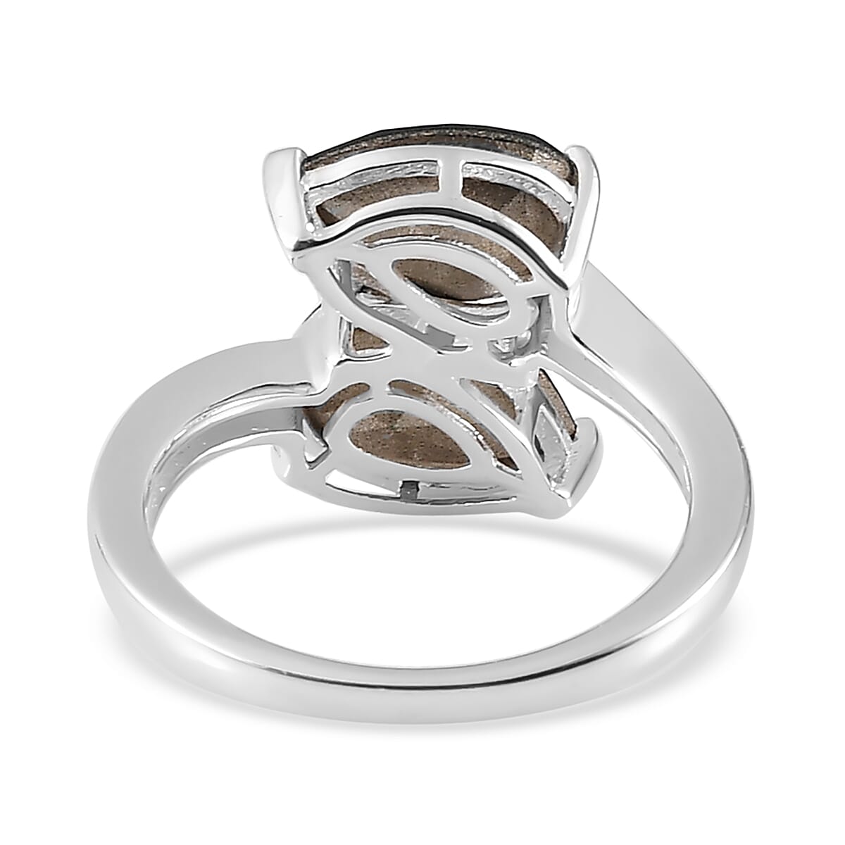 Emerald Color Crystal Bypass Ring in Sterling Silver image number 4