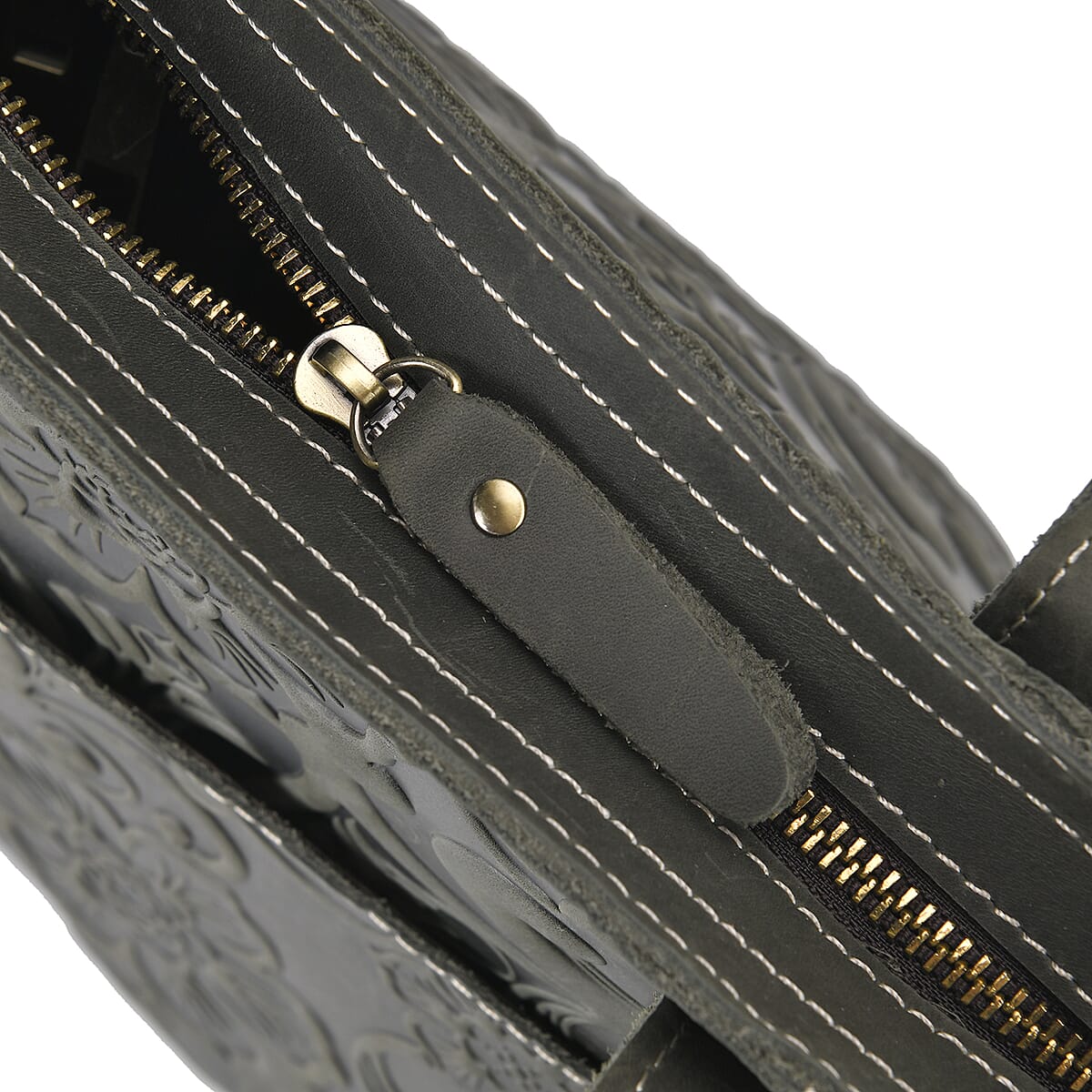 Italy Retro Noble Collection Green Genuine Leather Crossbody Bag with Handle Drop and Shoulder Strap image number 5