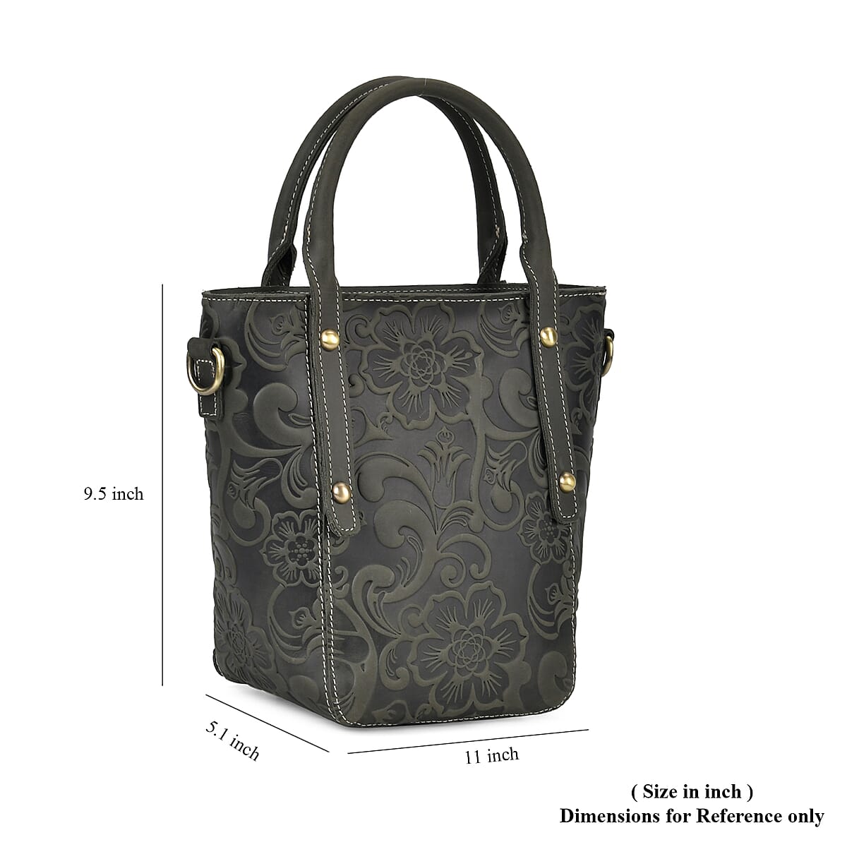 Italy Retro Noble Collection Green Genuine Leather Crossbody Bag with Handle Drop and Shoulder Strap image number 6