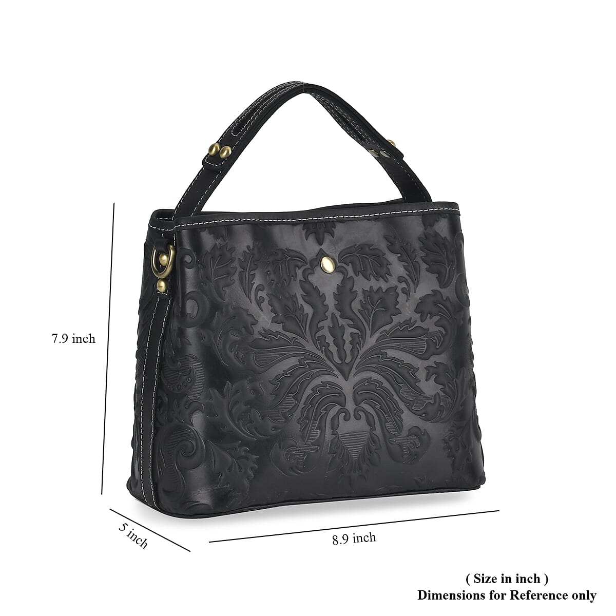 Italy Retro Noble Collection Black Color Genuine Leather Crossbody Bag with Handle Drop and Shoulder Strap image number 6