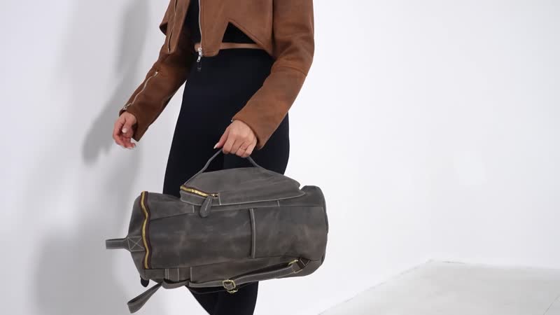 Italy Retor Noble Collection Gray Color Genuine Leather Backpack (8.7"x10.2"x16.5") with Handle Drop and Adjustable Double Shoulder Straps