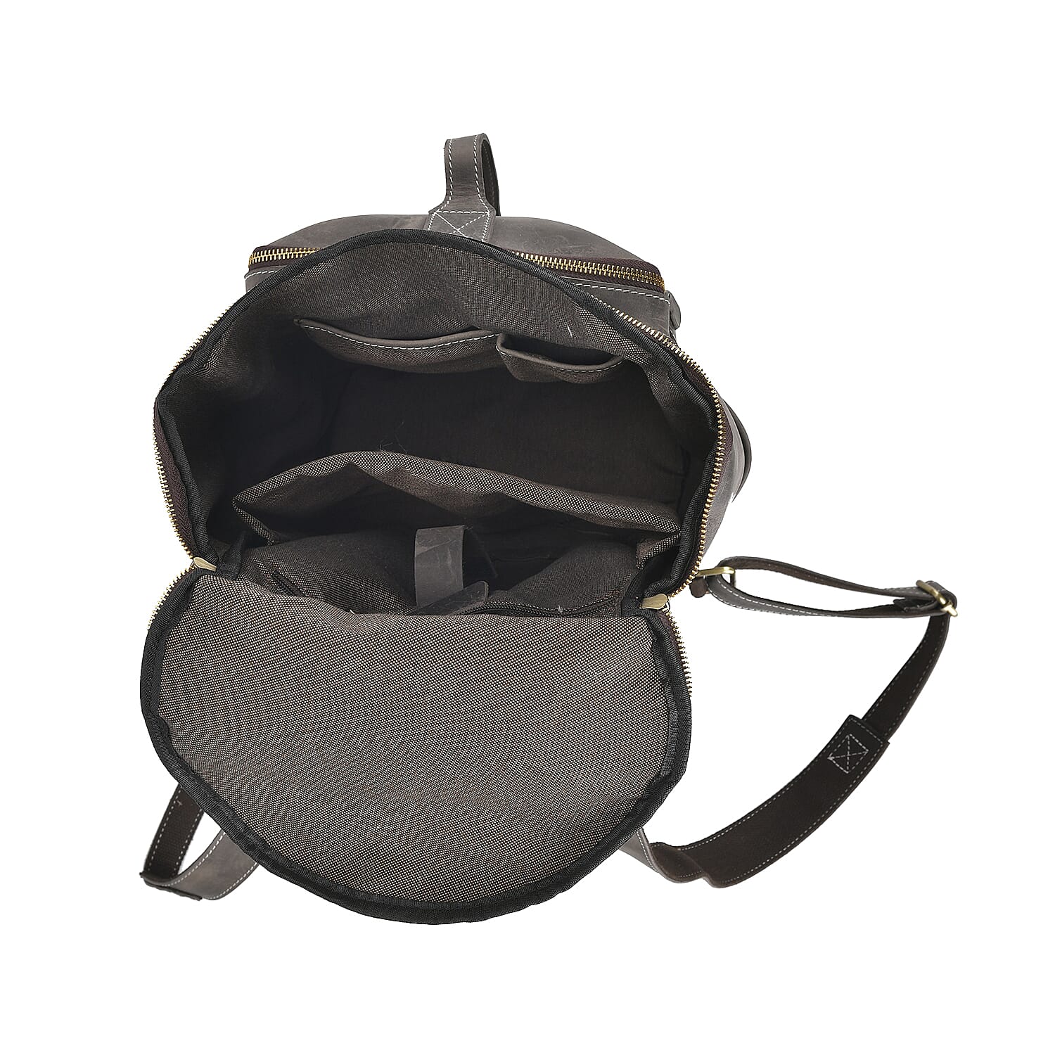 Italy Retro Noble Collection Gray Color Genuine Leather Backpack with Handle Drop and Adjustable Double Shoulder Straps
