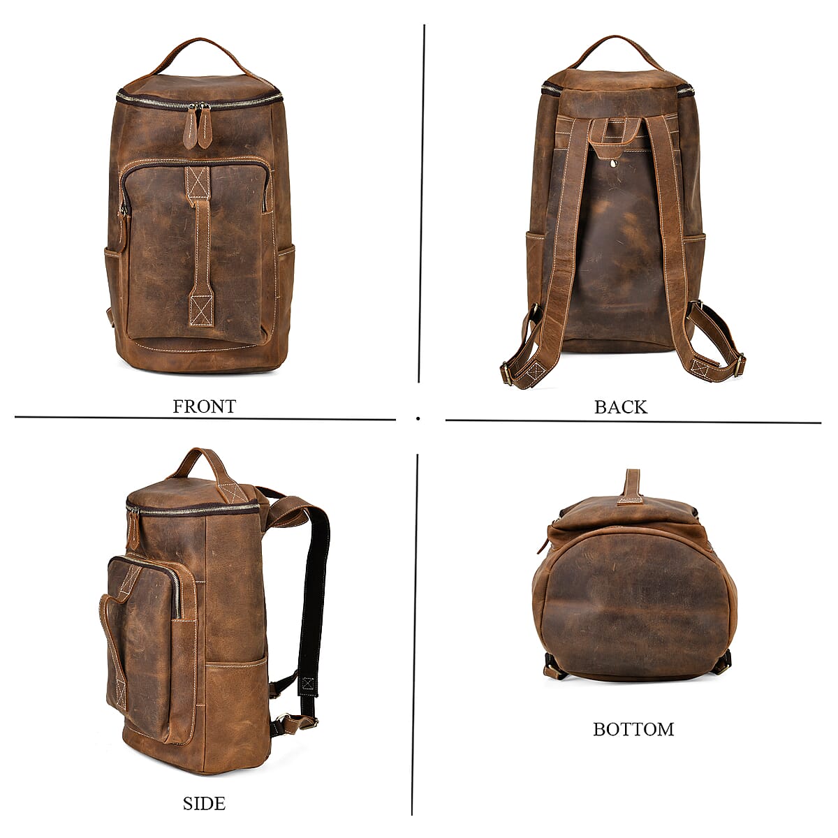 Italy Retro Noble Collection Brown Color Genuine Leather Backpack with Handle Drop and Adjustable Double Shoulder Straps image number 3