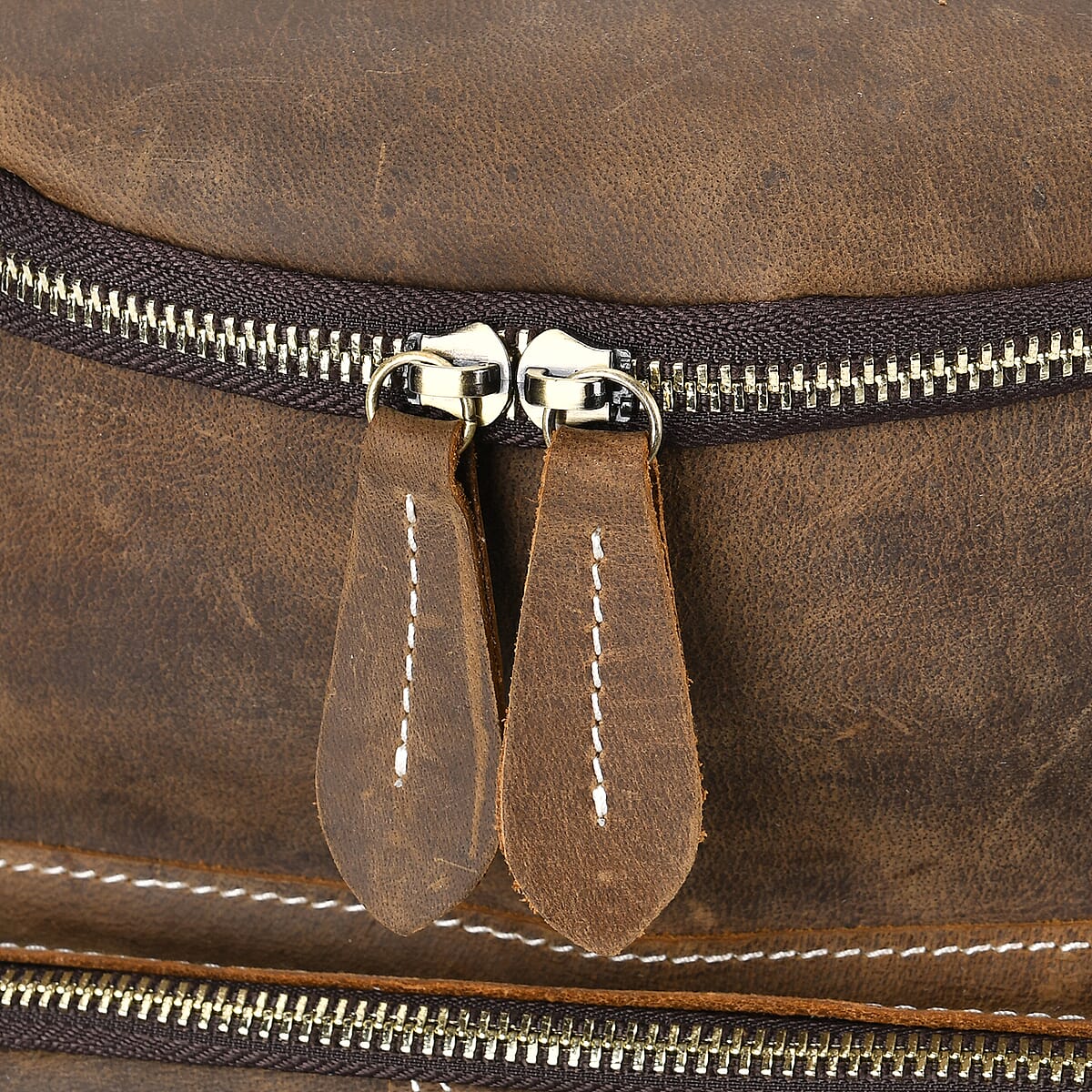 Italy Retro Noble Collection Brown Color Genuine Leather Backpack with Handle Drop and Adjustable Double Shoulder Straps image number 5