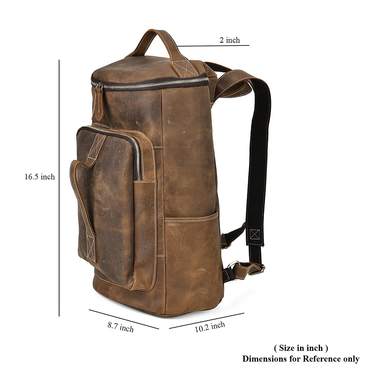 Italy Retro Noble Collection Brown Color Genuine Leather Backpack with Handle Drop and Adjustable Double Shoulder Straps image number 6