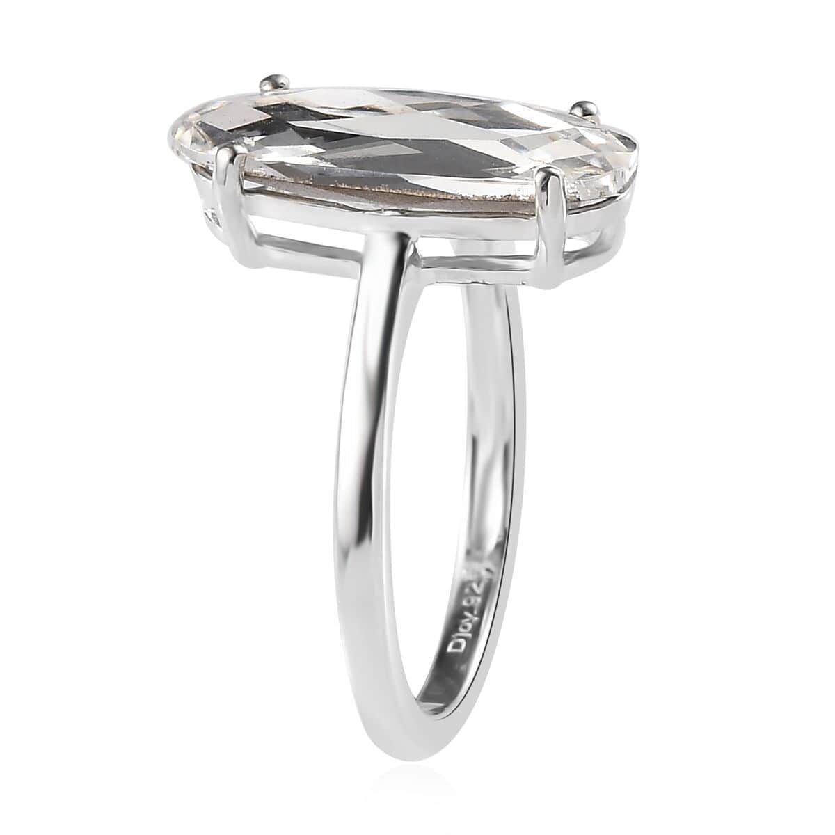 White Crystal Solitaire Ring in Sterling Silver (Size 6.0) image number 3