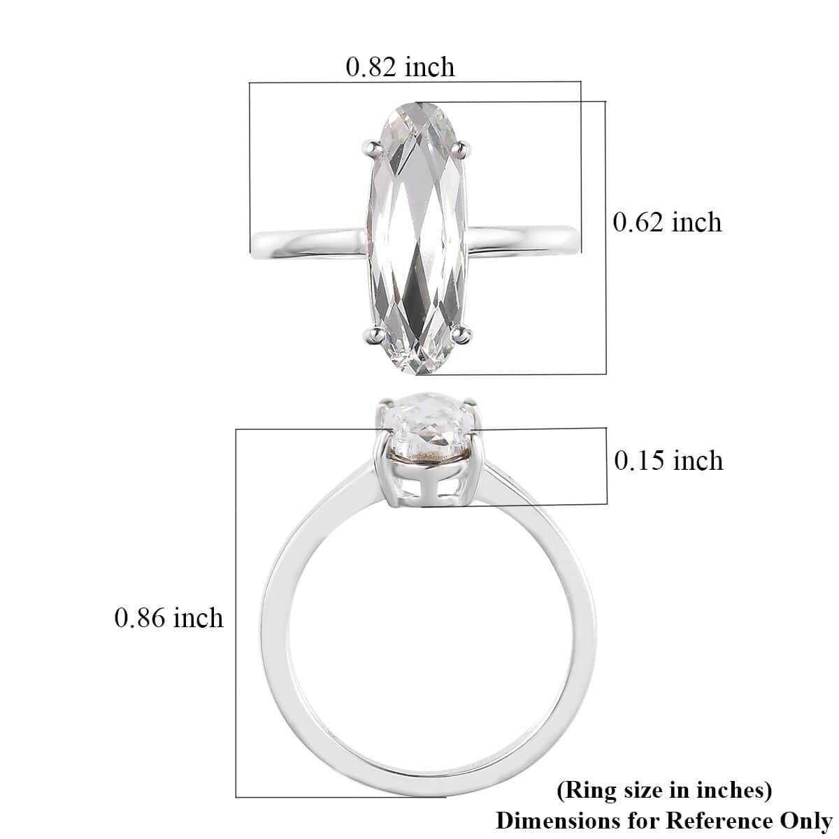 White Crystal Solitaire Ring in Sterling Silver (Size 6.0) image number 5