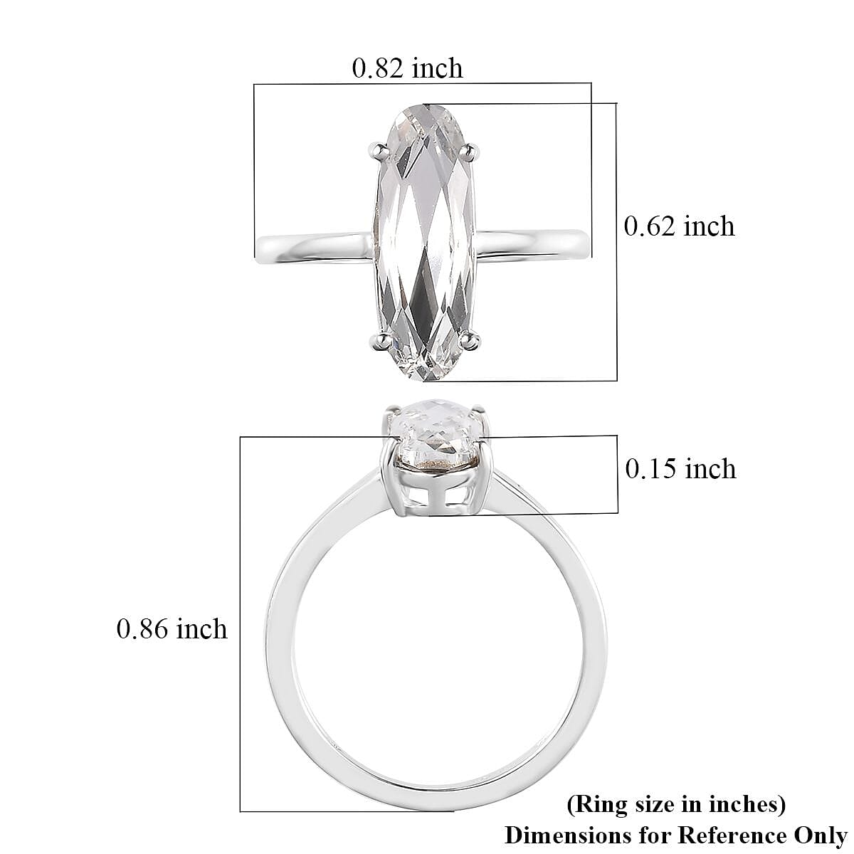 Designer Premium Austrian Crystal Solitaire Ring in Sterling Silver (Size 6.0) image number 5