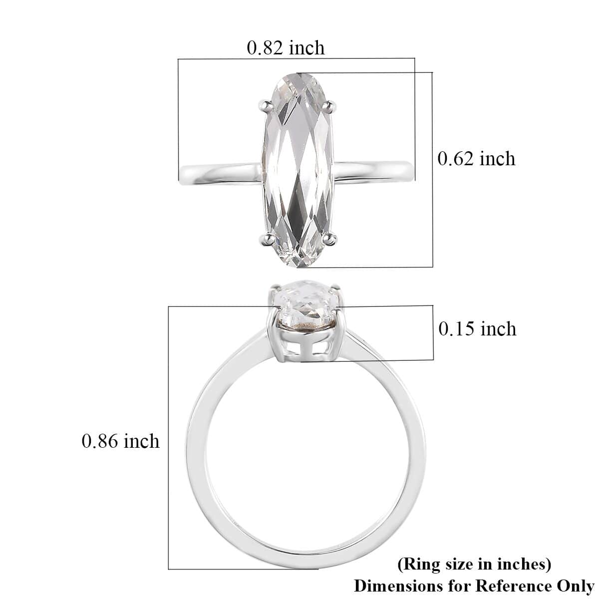 Designer Premium Austrian Crystal Solitaire Ring in Sterling Silver (Size 7.0) image number 5