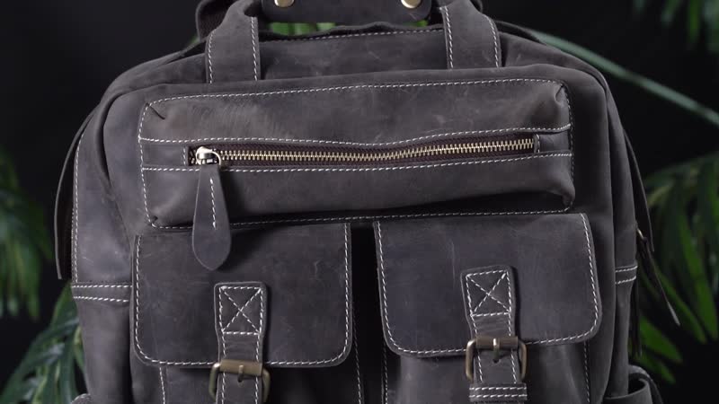 Italy Retor Noble Collection Gray Color Genuine Leather Backpack (13"x4.7"x16.5") with Handle Drop and Adjustable Double Shoulder Straps