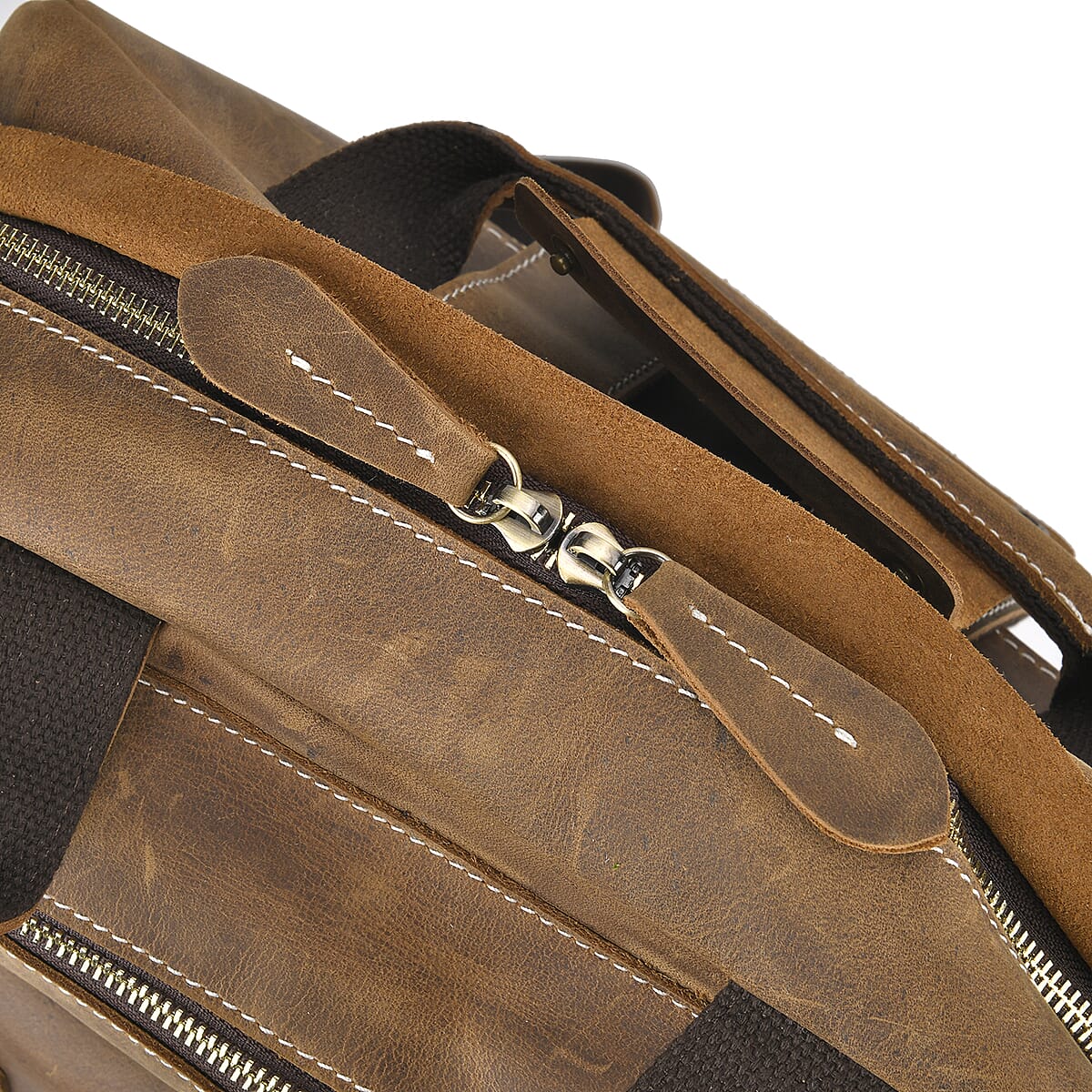 Italy Retro Noble Collection Brown Color Genuine Leather Backpack with Handle Drop and Adjustable Double Shoulder Straps image number 5