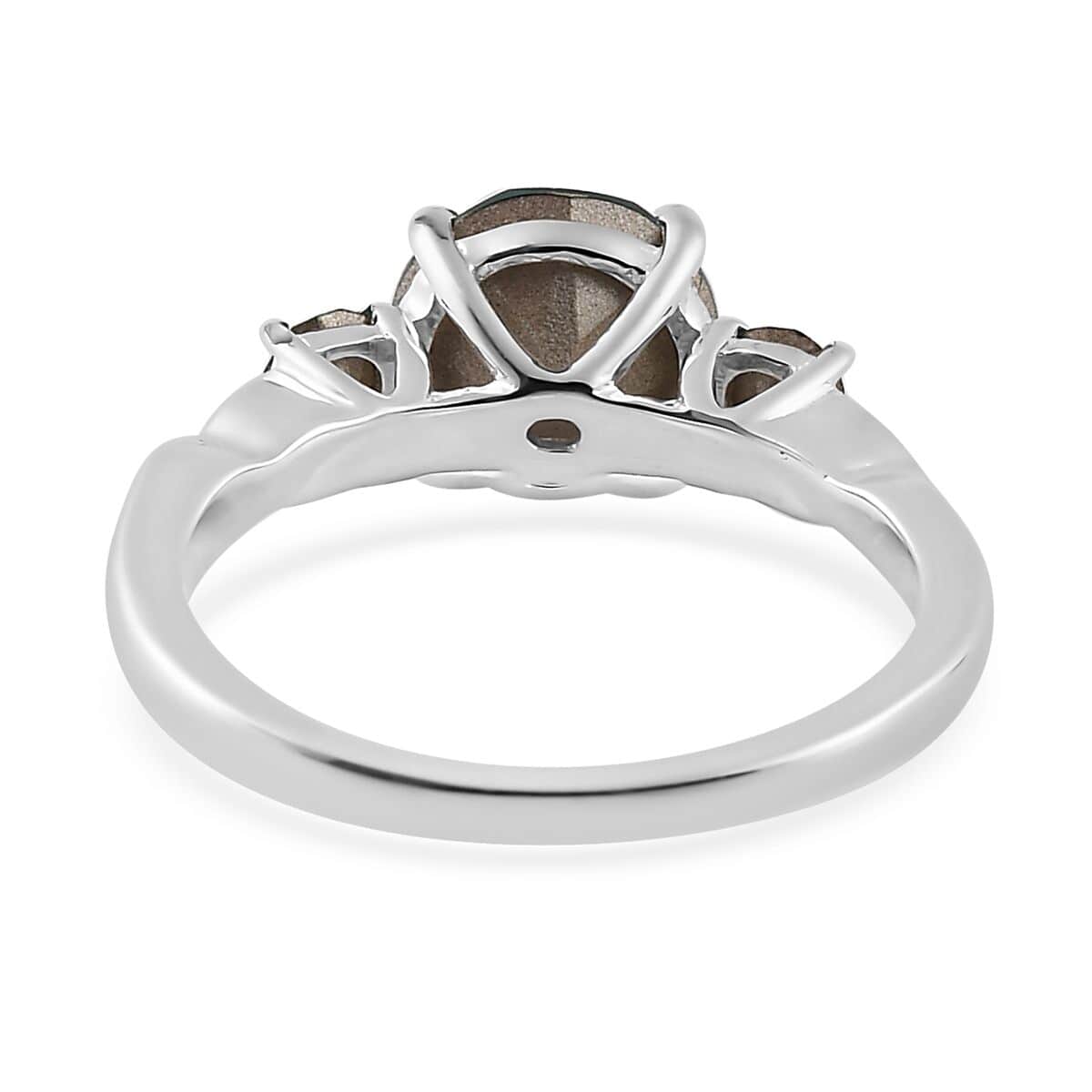 Designer Premium Emerald Color Austrian Crystal 3 Stone Ring in Sterling Silver (Size 5.0) image number 4