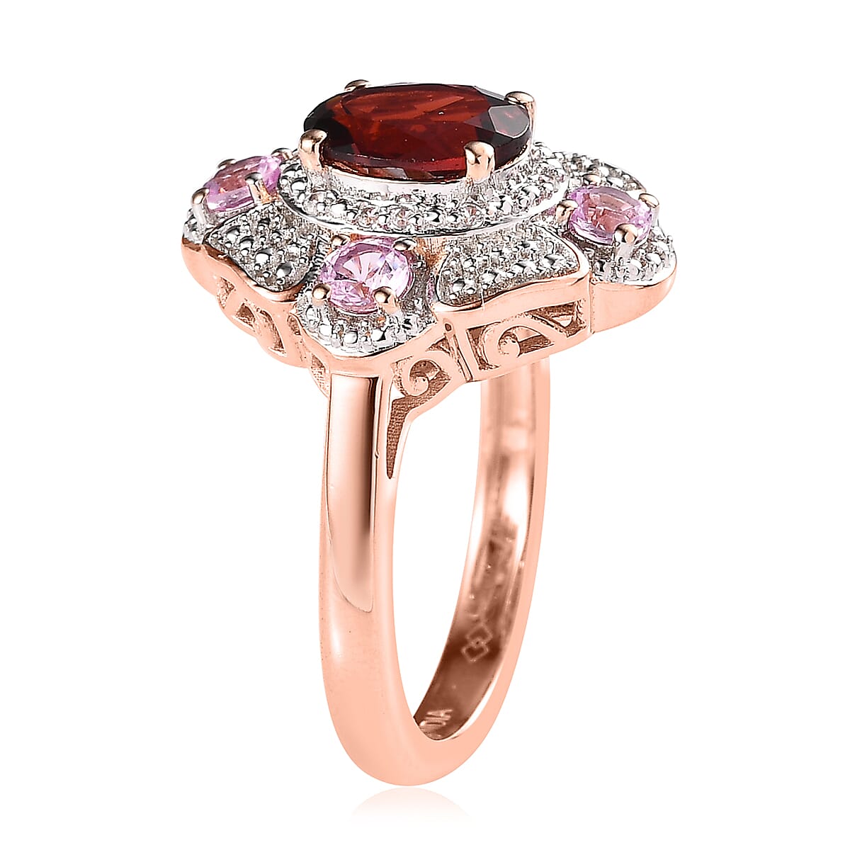 Premium Mozambique Garnet and Multi Gemstone 2.00 ctw Ring in 18K Vermeil Rose Gold Over Sterling Silver (Size 7.0)