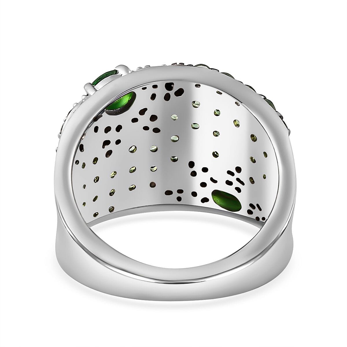 Tsavorite Garnet and Moissanite Ring in Platinum Over Sterling Silver (Size 10.0) 2.65 ctw
