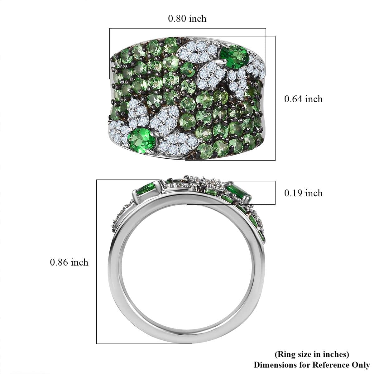 Premium Tsavorite Garnet and Moissanite Ring in Platinum Over Sterling Silver (Size 10.0) 2.65 ctw image number 5