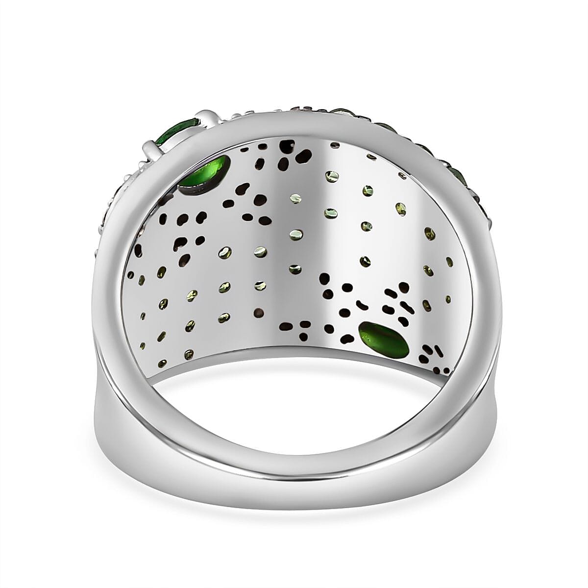 Tsavorite Garnet and Moissanite 2.65 ctw Ring in Platinum Over Sterling Silver (Size 6.0) image number 4