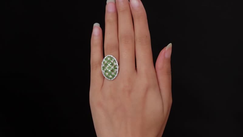Premium Tsavorite Garnet and Moissanite Cluster Ring in Vermeil Yellow Gold Over Sterling Silver (Size 10.0) 4.00 ctw