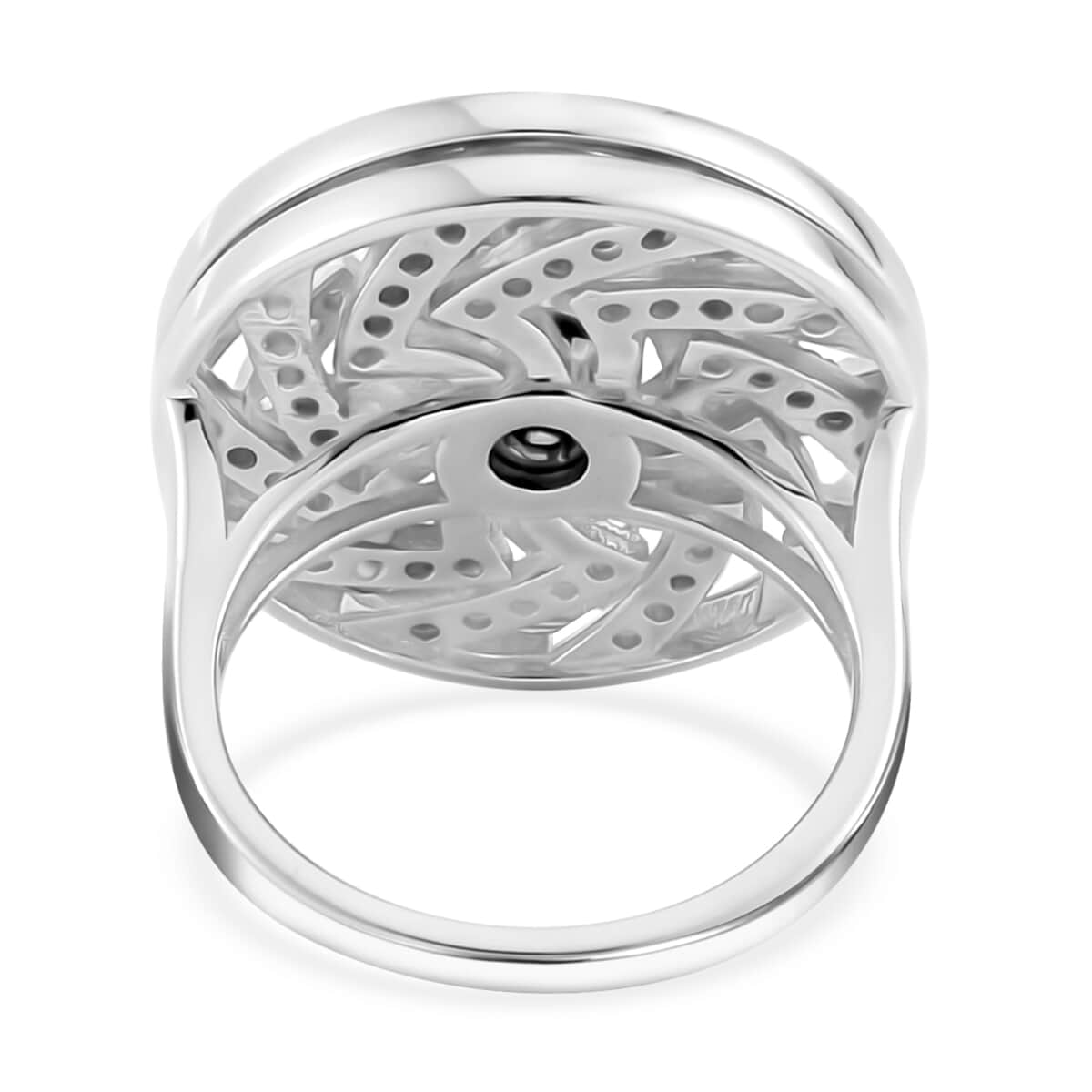 Moissanite Mandala Spiner Ring in Platinum Over Sterling Silver (Size 5.0) 1.60 ctw image number 4
