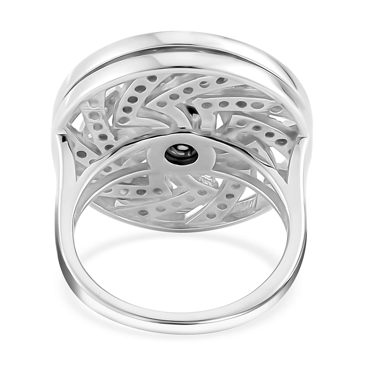 D'Joy Moissanite 1.60 ctw Mandala Spinner Ring in Platinum Over Sterling Silver (Size 7.0)