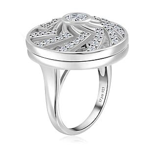 Moissanite 1.60 ctw Mandala Spinner Ring in Platinum Over Sterling Silver (Size 8.0)