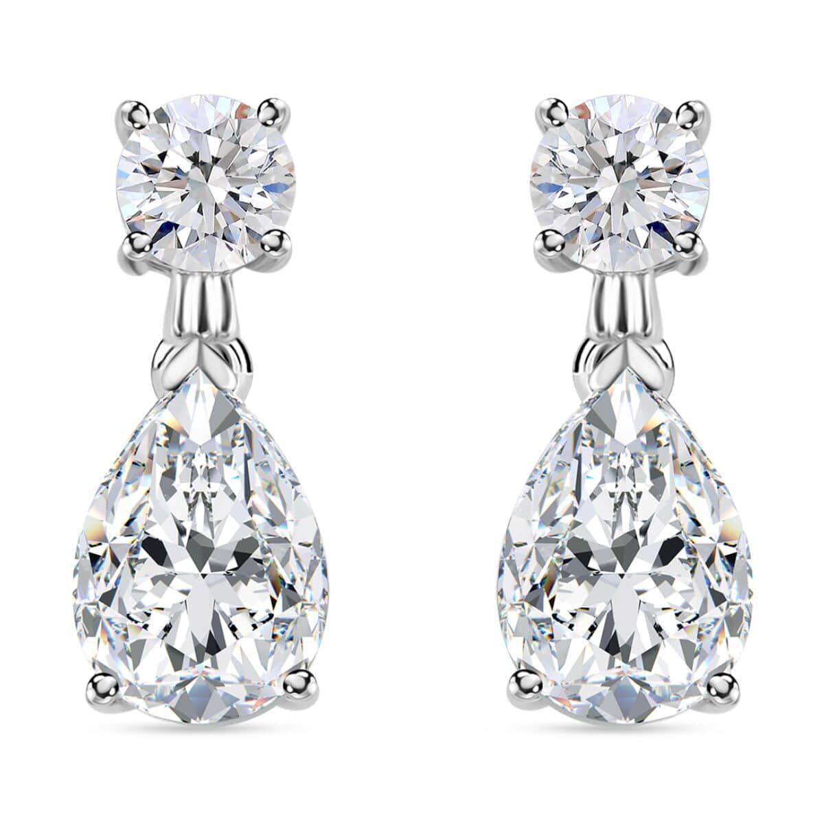 Moissanite Drop Earrings in Platinum Over Sterling Silver 4.75 ctw image number 0