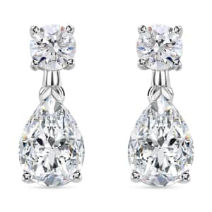 Moissanite Drop Earrings in Platinum Over Sterling Silver 4.75 ctw