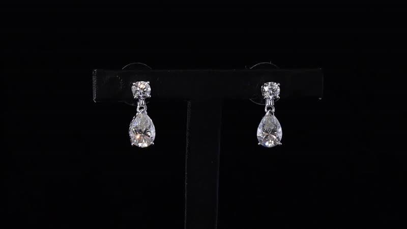Moissanite 4.75 ctw Drop Earrings in Platinum Over Sterling Silver