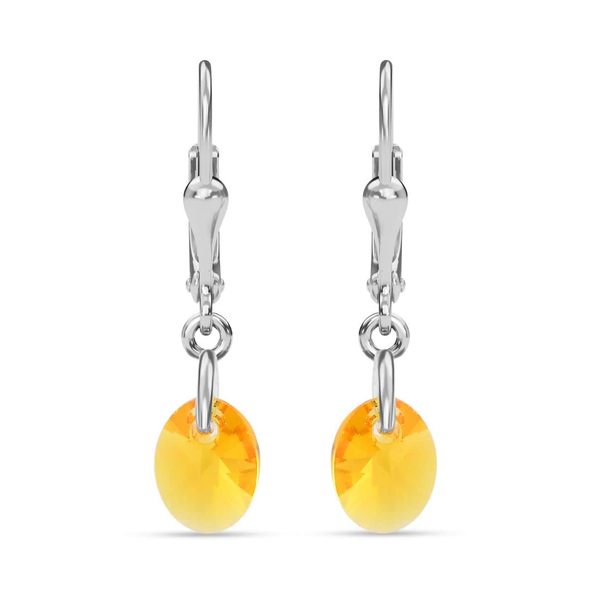 Sunflower Crystal Lever Back Earrings in Sterling Silver image number 0