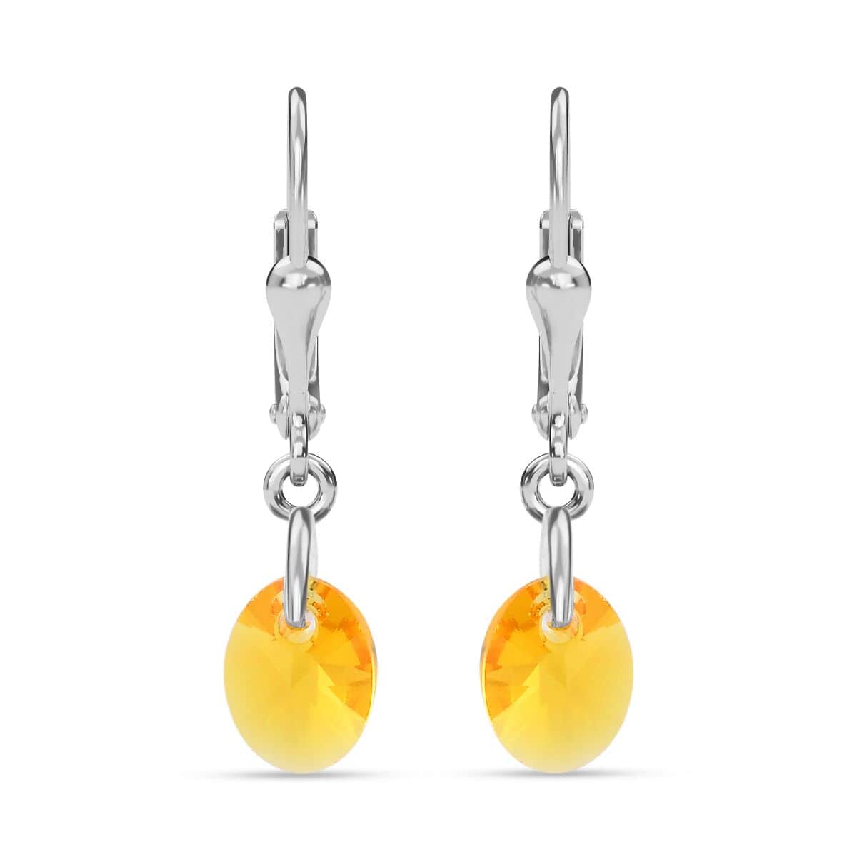 Designer Premium Sunflower Austrian Crystal Lever Back Earrings in Sterling Silver image number 0