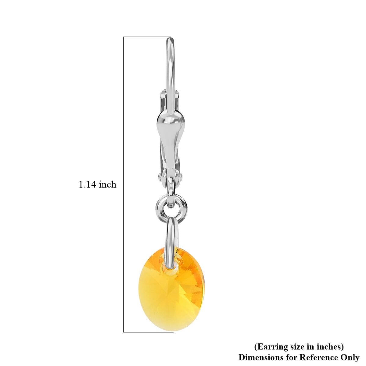 Designer Premium Sunflower Austrian Crystal Lever Back Earrings in Sterling Silver