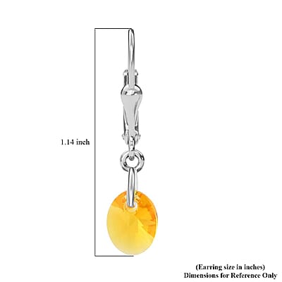 Designer Premium Sunflower Austrian Crystal Lever Back Earrings in Sterling Silver