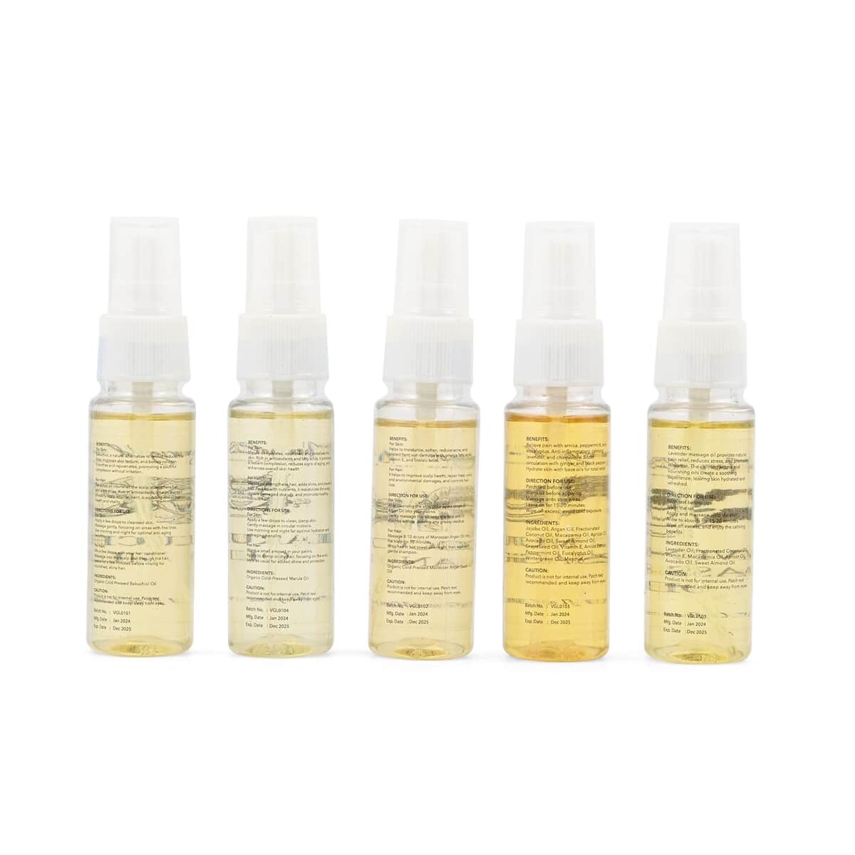 4th July Preview Deals Set of 5 Oils- Travel Edition, 2 of The Muscle Pain Relief Oils, 1 Marula, 1 Argan and 1 Bakuchi Oil (30 ml Each) Spray Bottles image number 1