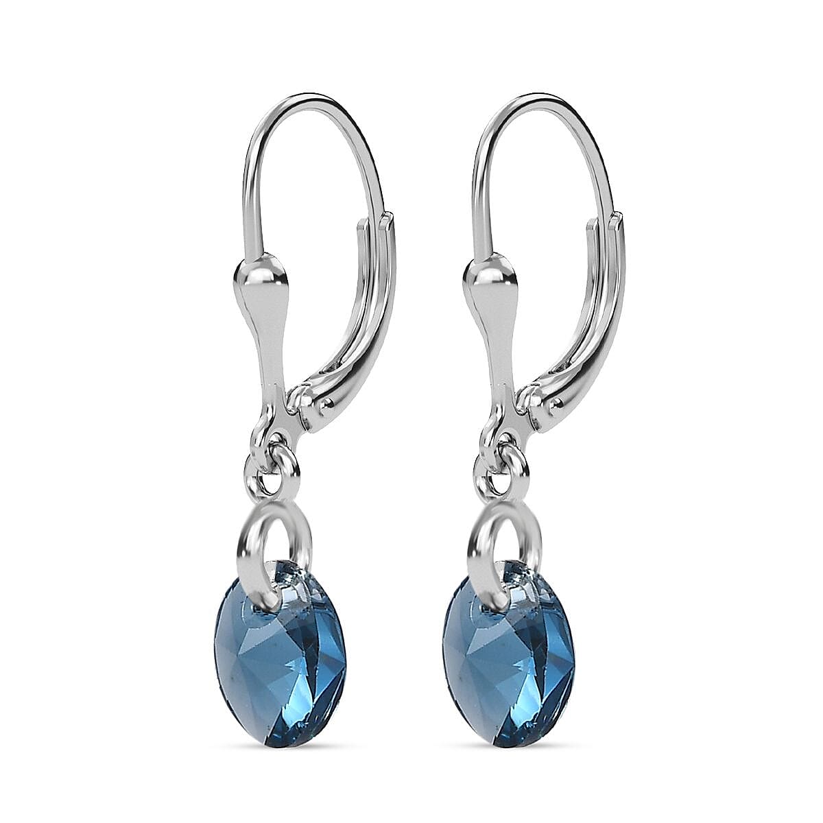 Designer Premium Montana Austrian Crystal Lever Back Earrings in Sterling Silver image number 3