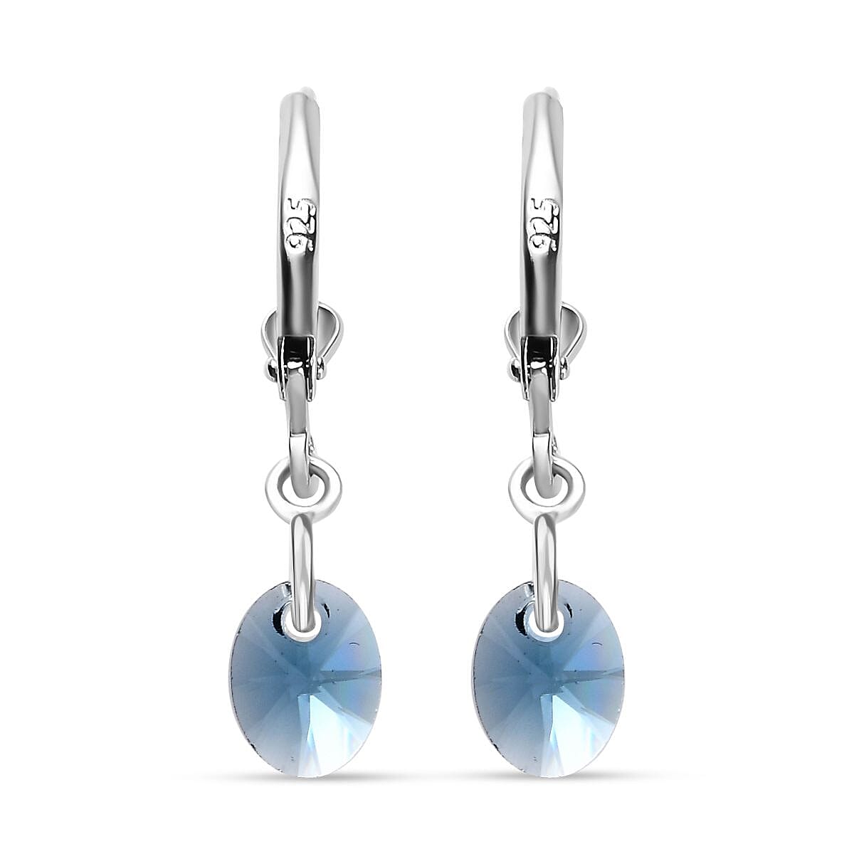 Designer Premium Montana Austrian Crystal Lever Back Earrings in Sterling Silver image number 4