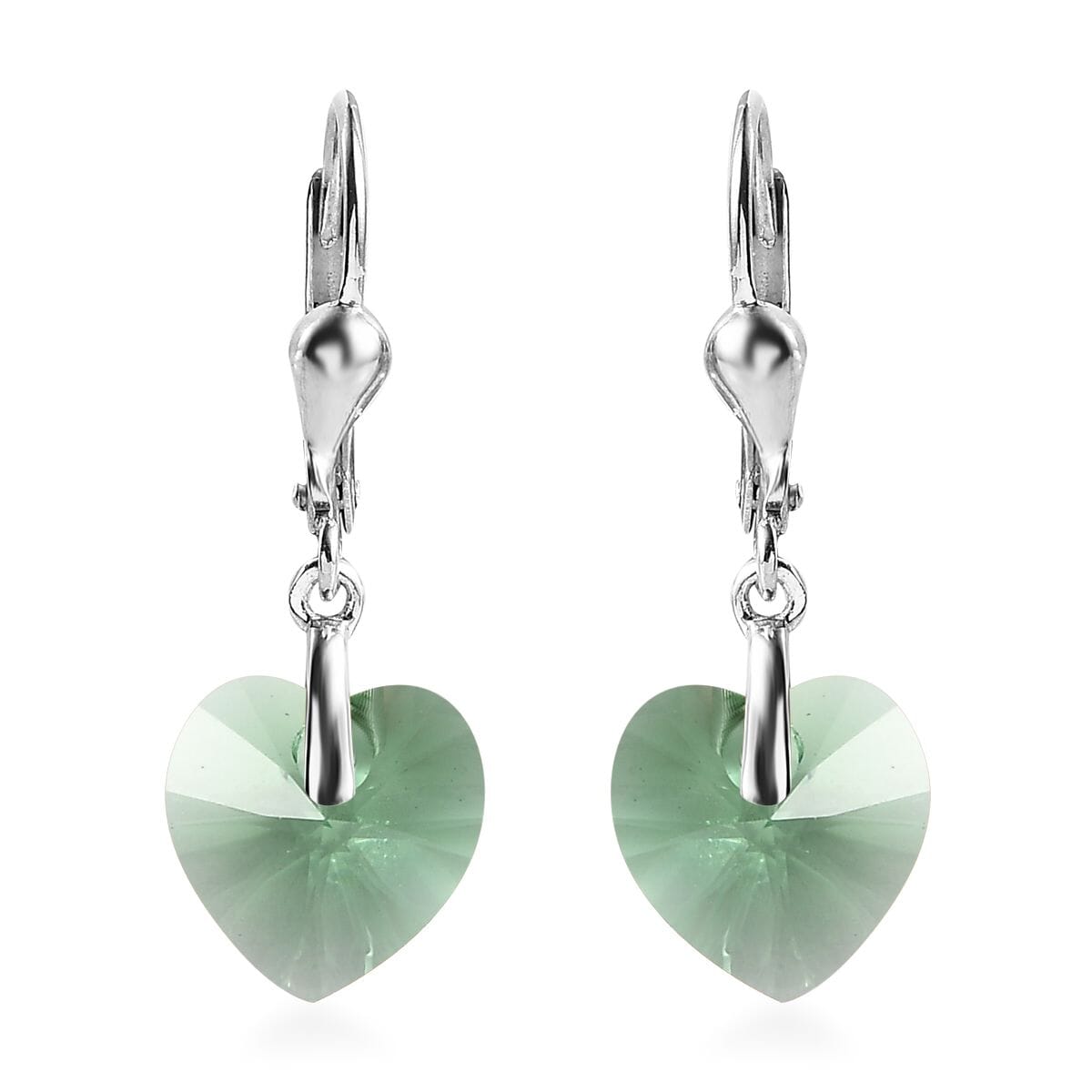Designer Premium Montana Austrian Crystal Lever Back Heart Earrings in Sterling Silver image number 0