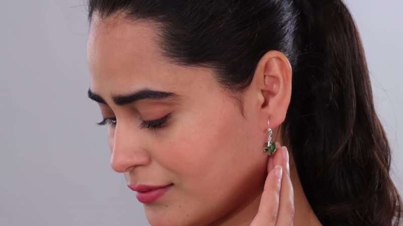 Montana Crystal Lever Back Heart Earrings in Sterling Silver