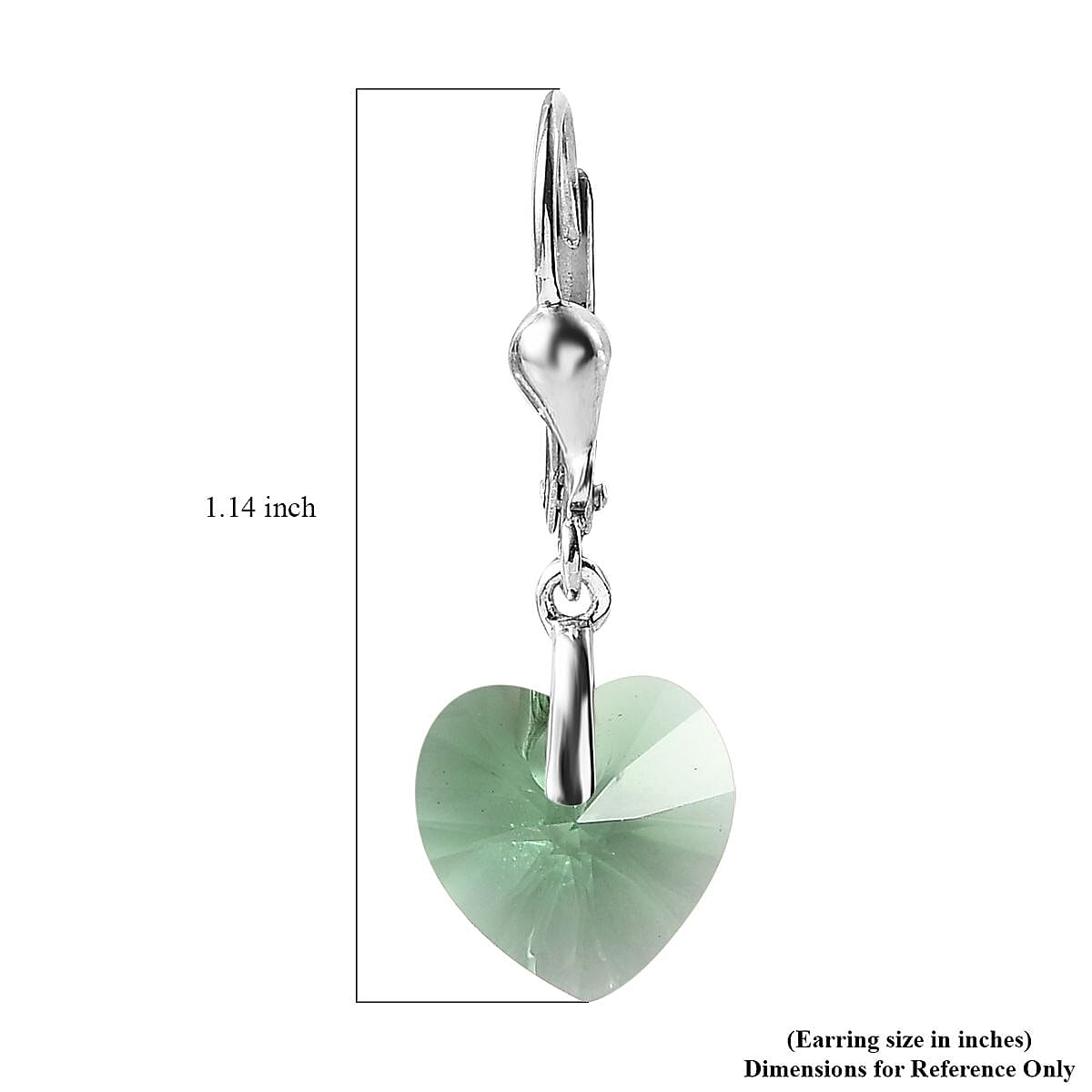Designer Premium Montana Austrian Crystal Lever Back Heart Earrings in Sterling Silver