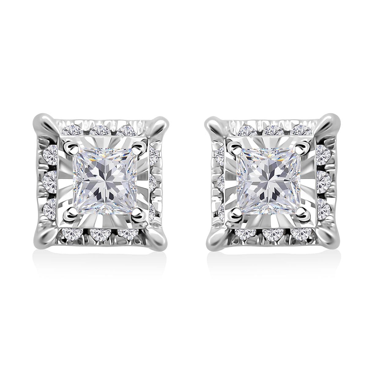 NY Closeout 10K White Gold Diamond Stud Earrings 1.00 ctw image number 0