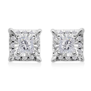 NY Closeout 10K White Gold Diamond Stud Earrings 1.00 ctw