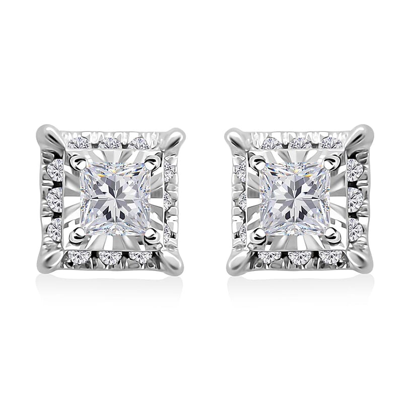 NY Closeout 10K White Gold Diamond Stud Earrings 1.00 ctw