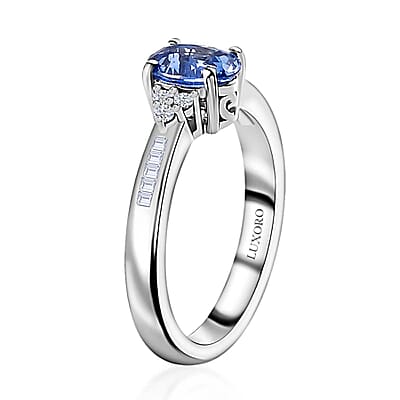 Luxoro 14K White Gold AAA Ceylon Blue Sapphire and G-H I2 Diamond Ring (Size 10.0) 1.10 ctw