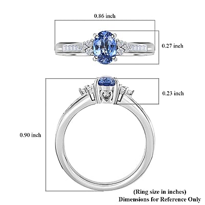 Luxoro 14K White Gold AAA Ceylon Blue Sapphire and G-H I2 Diamond Ring (Size 10.0) 1.10 ctw