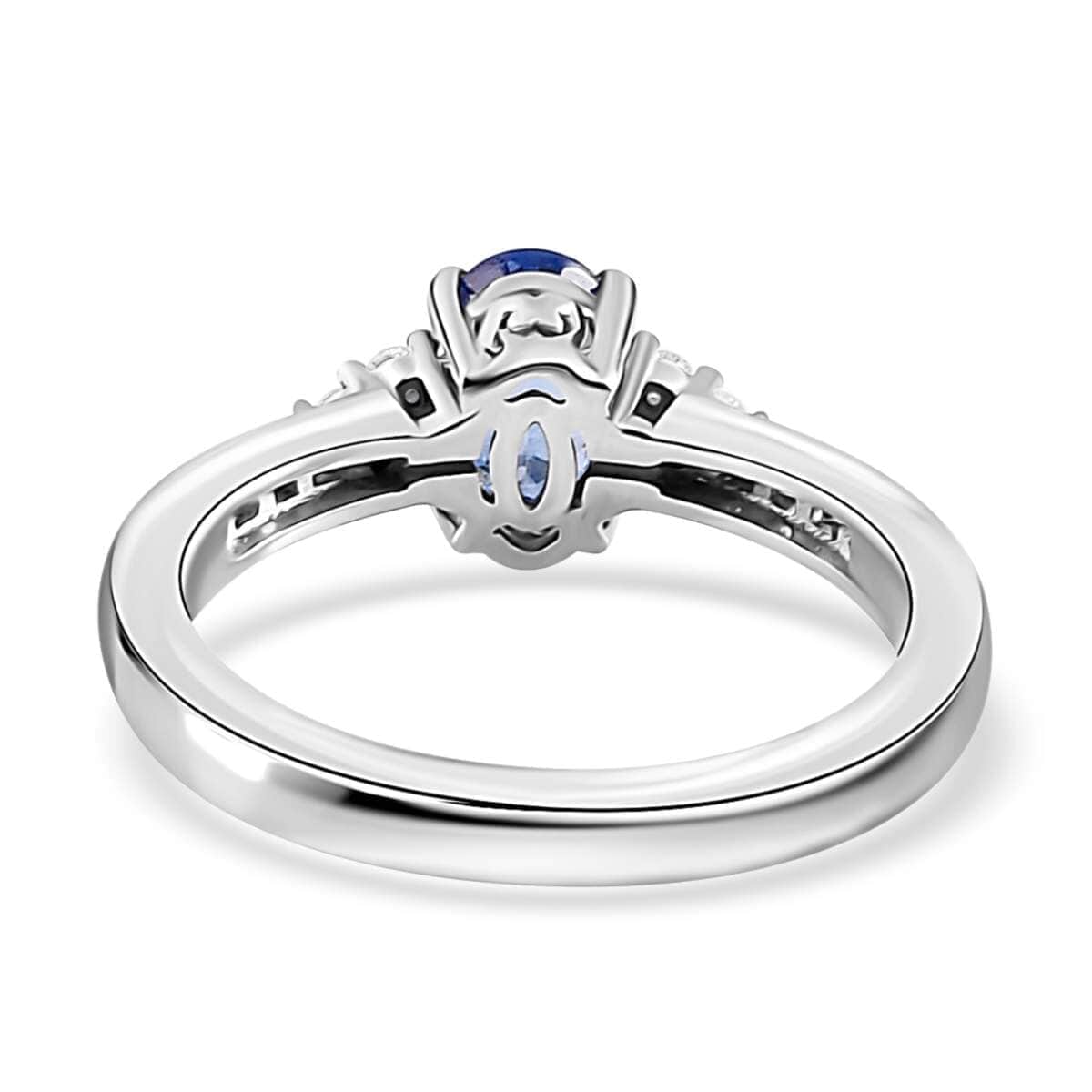 Luxoro 14K White Gold AAA Ceylon Blue Sapphire and G-H I2 Diamond Ring (Size 6.0) 1.10 ctw image number 4