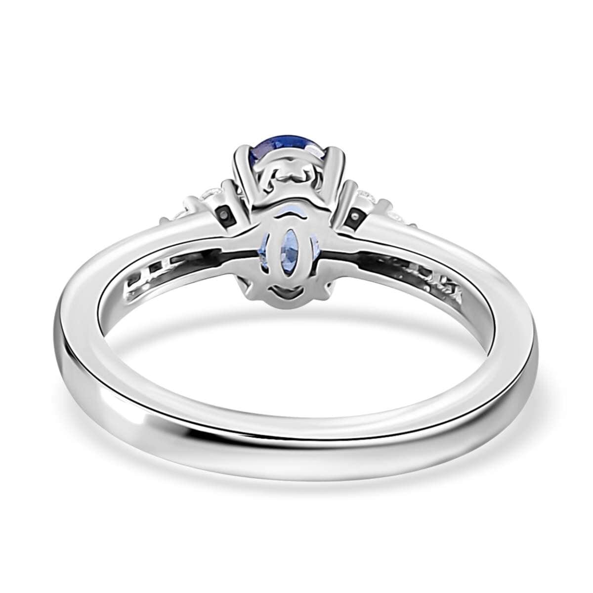 Luxoro 14K White Gold AAA Ceylon Blue Sapphire and G-H I2 Diamond Ring (Size 7.0) 1.10 ctw image number 4