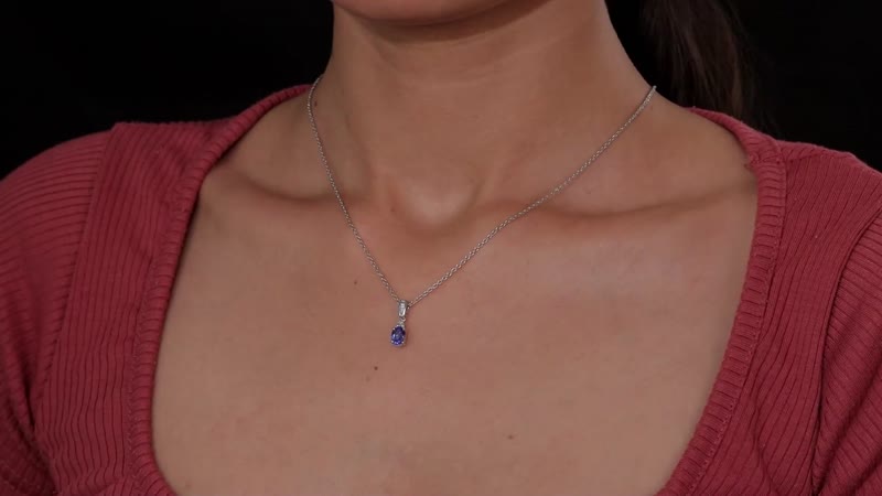 Luxoro 14K White Gold AAA Ceylon Blue Sapphire and G-H I2 Diamond Pendant 1.00 ctw