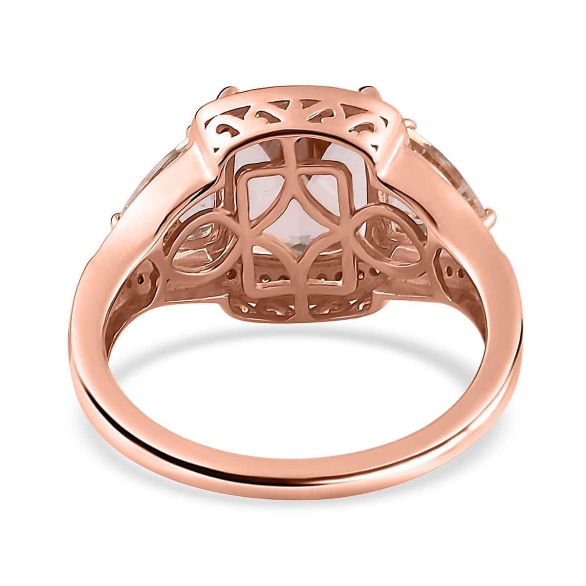 Luxoro 10K Rose Gold Premium Marropino Morganite and G-H I3 Diamond Ring (Size 10.0) 4.10 ctw image number 4